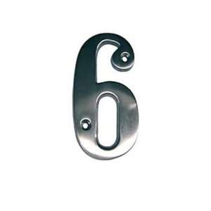 Taymor 25 SN46 25 BN Series Solid Brass 4 Inch House Number, 6, Satin 