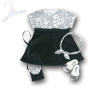  Black Velvet/Silver Sequin Party Dress, 1 Hanger, Doll 