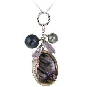   Creations Sterling Silver Abalone and Multi stone Necklace Jewelry