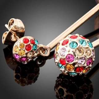 ARINNA Classic Colorful Crystal 18K GP Fashion Earrings  