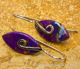 Copper Purple Turquoise .925 Sterling Silver Earrings 1.25  