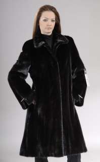Black natural new let out mink fur coat knee length 3/4  MAILON FURS 