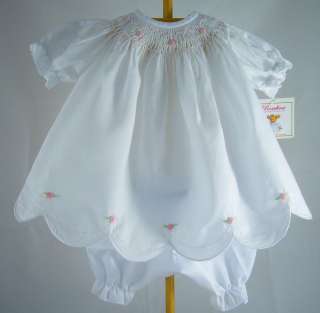 DOLL CLOTHES fits Bitty Baby OMG SMOCKED DAINTY White DAY GOWN 