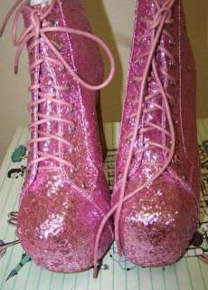 Jeffrey Campbell Lita Pink Glitter booties Overses avail  
