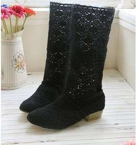  Knitting Knitted Flat Knee High Casual Sandals Boots Shoes US5 10.5