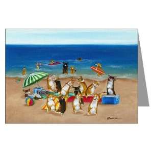  Ocean Commotion Corgi painting Greeting Cards Pk of 10 by 