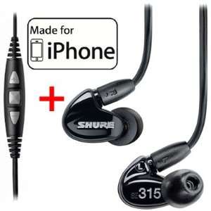  Shure SE315 Earphones (Black) & CBL M +K Music Phone Cable 