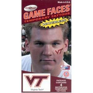  Virginia Tech Hokies Waterless Game Face Tattoo Sports 