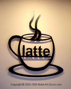 Latte Coffee Cup Home Restaurant Modern Metal Wall Art  