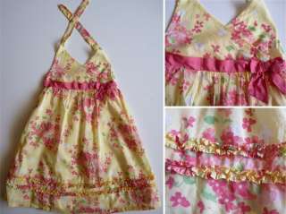 Janie and Jack 6 Vibrant Garden Spring Easter Halter Dress Yellow Pink 