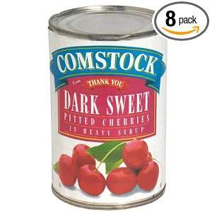 Comstock Pitted Dark Cherries in Heavy Syrup, 15 Ounce Cans (Pack of 8 