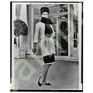  Dior short hobble skirt, black seal,white cheviot, 1959 