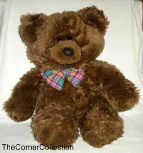 VINTAGE COMMONWEALTH TEDDY BEAR w PLAID BOW TIE 18  