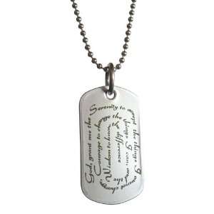  Serenity Prayer Stainless Steel Dog Tag Necklace 