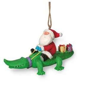  Santa Riding Alligator Gator with Gifts Holiday Christmas 