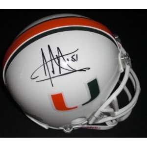  Jonathan Vilma Miami Hurricanes Autographed Mini Helmet 