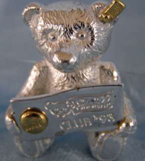 Sterling Silver Steiff Teddy Bear Club 93 Pin NICE   NR  