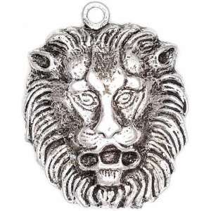   Enchanted Planet Metal Pendants Lion Head Ant. Silver 