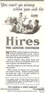 1922 HIRES ROOTBEER ad~Soda Shop~WAITER serves~vintage  