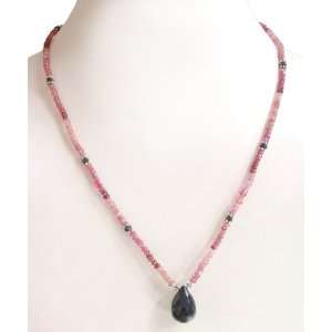   Classy Faceted Shaded Ruby & Sapphire Drop Beaded Necklace Jewelry