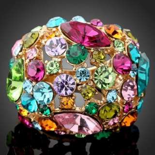 ARINNA Swarovski multi color Crystal Fashion Ring  