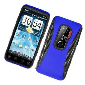  Hybrid Black/ Blue Hard Protector Back Cover Case For HTC 