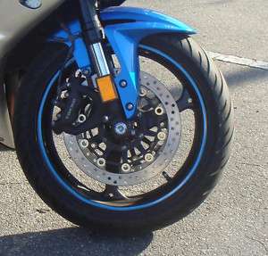Cool Blue Motorcycle Car Rim Stripe Wheel Tape Decal   
