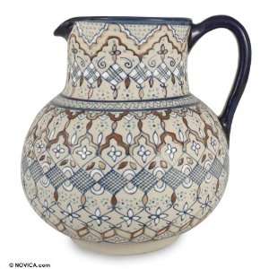  Ceramic pitcher, Ochre Arabesques