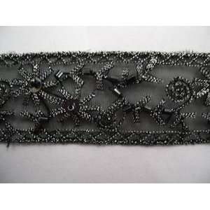  Wrights Lace Sequin And Beaded Trim Black 1.25 Inch 15 Yds 