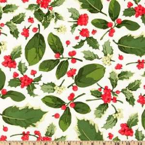   & Holly Branches Ivory Fabric By The Yard Arts, Crafts & Sewing