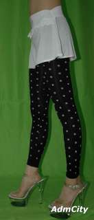Admcity Seamless leggings footless tights with woven polka dot print 