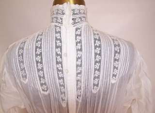   Vintage Pleated White Cotton Batiste Lace Lawn Graduation Tea Dress