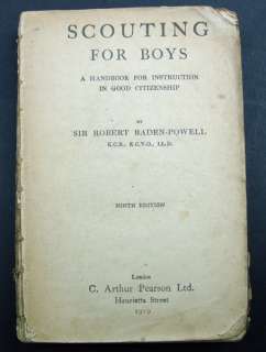 Scarce early 1919  Scouting for Boys  Sir Robert Baden Powell  9th 