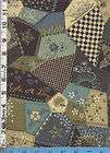 Fabric Benartex AN APPLE A DAY CRAZY QUILT PRINT BLUE