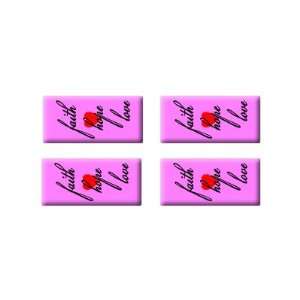  Faith Hope Love with Heart   3D Domed Set of 4 Stickers 
