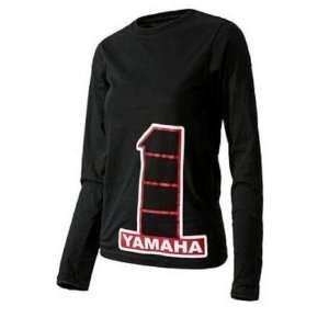   OEM Womens #1 Yamaha Long Sleeve T Shirt. 100% Cotton. CRW 11LSE BK