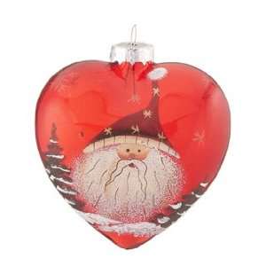   Red Glass Heart Santa   Stars Hat Christmas Ornament