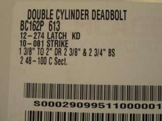 Schlage Double Cylinder Deadbolt BC162P 613 NEW  