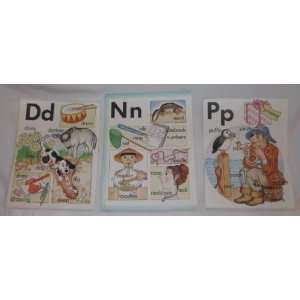  Set of 3 Vintage Alphabet Teaching Prints 8.5 X 11 
