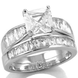    Ideal Cubic Zirconia Silver Wedding Ring Set 
