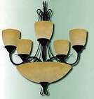   RUBBED BRONZE AND TRUSCAN SCAVO GLASS 8 LIGHT CHANDELIER 25 *NIB