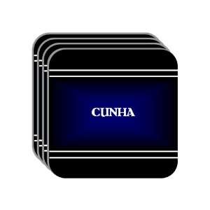 Personal Name Gift   CUNHA Set of 4 Mini Mousepad Coasters (black 