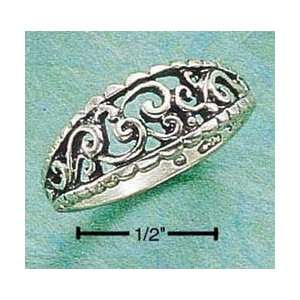  STERLING SILVER ANTIQUED OPEN LOOPS & CURVES RING Jewelry