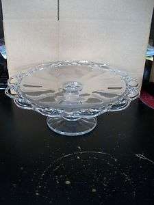 IMPERIAL CROCHETED CRYSTAL PEDESTAL CAKE STAND  