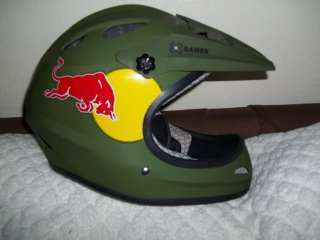 RedBull Helmet MX Mil.Green with mohawk skull  