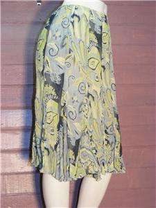 SAVVY RAFAEL Green & Gray Print Lined Skirt, Sz S  