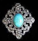 Large Silver Overlay MARQUESITE style Turquoise Valentine Gift 