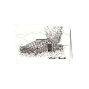  Black and White Nevada Ghost Town Cabin Card Health 