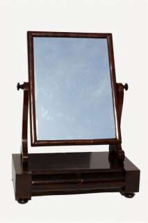 1850s American Empire Crutch Mahogany Shaving Mirror  