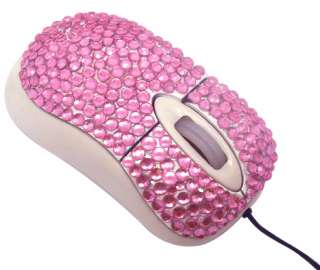 Pink Mini Crystal Rhinestone Computer Laptop Mouse  